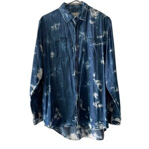 Jeanius Akademiks tie-dye denim button up